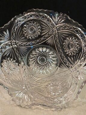 Vintage Imperial Clear Pressed Glass Hobstar Pattern 8" Serving Bowl